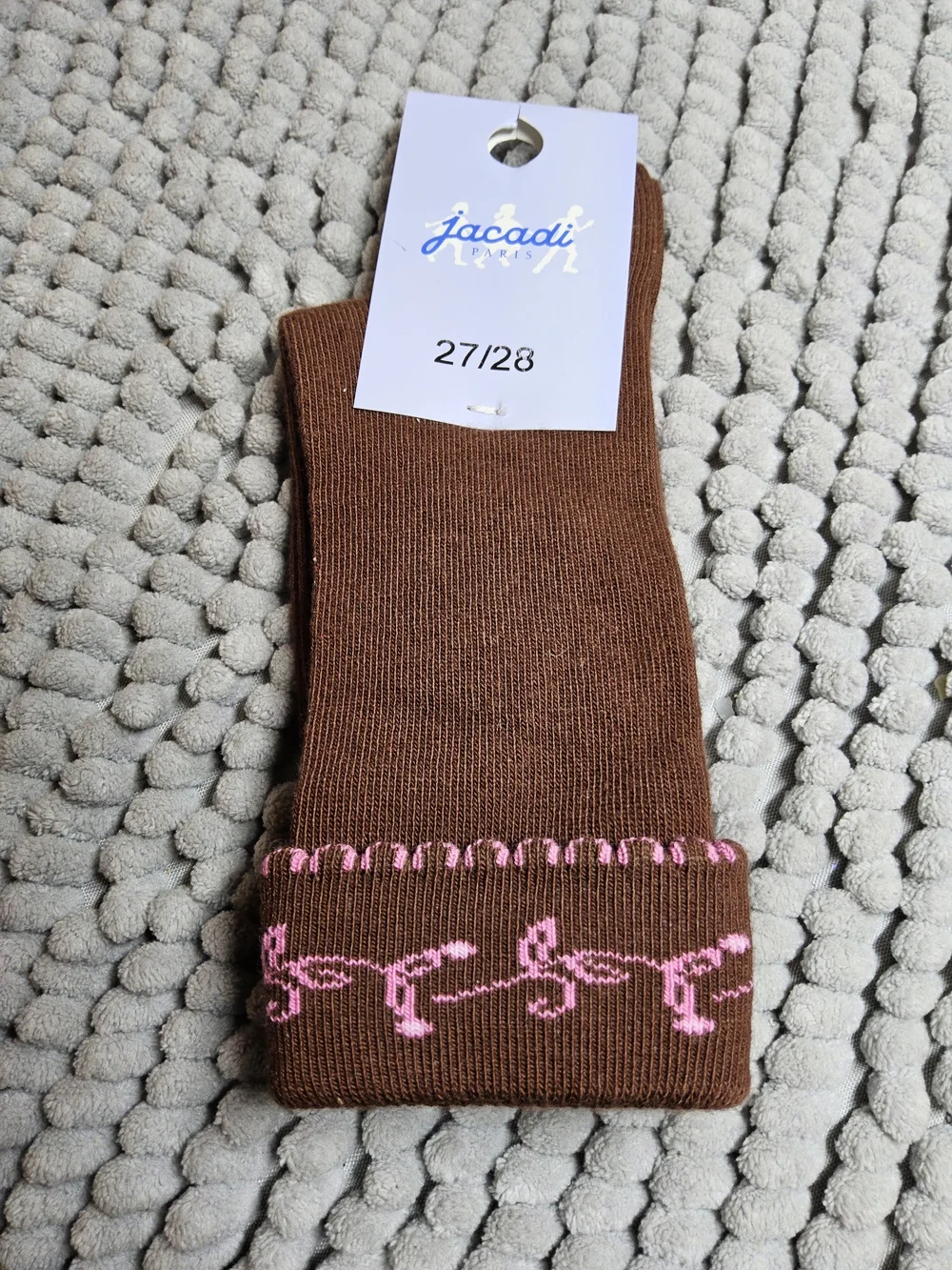 NWOT Bundle of 3 pIr Jacadi Girls Socks Size 27/28 - Pink, Brown, Maroon